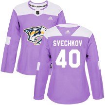Women's Adidas Nashville Predators Fedor Svechkov Purple Fights Cancer Practice Jersey - Authentic Women's Adidas Nashville Predators Fedor Svechkov Purple Fights Cancer Practice Jersey - Authentic