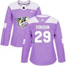 Women's Adidas Nashville Predators Tomas Vokoun Purple Fights Cancer Practice Jersey - Authentic