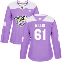 Women's Adidas Nashville Predators Joey Willis Purple Fights Cancer Practice Jersey - Authentic Women's Adidas Nashville Predators Joey Willis Purple Fights Cancer Practice Jersey - Authentic