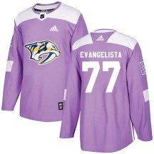 Men's Adidas Nashville Predators Luke Evangelista Purple Fights Cancer Practice Jersey - Authentic Men's Adidas Nashville Predators Luke Evangelista Purple Fights Cancer Practice Jersey - Authentic
