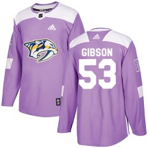 Men's Adidas Nashville Predators Andrew Gibson Purple Fights Cancer Practice Jersey - Authentic Men's Adidas Nashville Predators Andrew Gibson Purple Fights Cancer Practice Jersey - Authentic