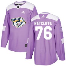 Men's Adidas Nashville Predators Isaac Ratcliffe Purple Fights Cancer Practice Jersey - Authentic Men's Adidas Nashville Predators Isaac Ratcliffe Purple Fights Cancer Practice Jersey - Authentic