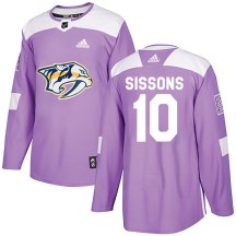 Men's Adidas Nashville Predators Colton Sissons Purple Fights Cancer Practice Jersey - Authentic
