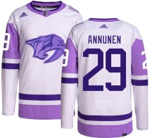 Youth Adidas Nashville Predators Justus Annunen Hockey Fights Cancer Jersey - Authentic Youth Adidas Nashville Predators Justus Annunen Hockey Fights Cancer Jersey - Authentic