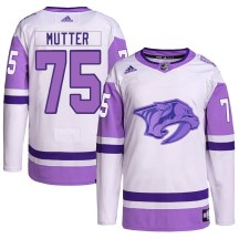 Youth Adidas Nashville Predators Navrin Mutter White/Purple Hockey Fights Cancer Primegreen Jersey - Authentic Youth Adidas Nashville Predators Navrin Mutter White/Purple Hockey Fights Cancer Primegreen Jersey - Authentic