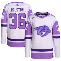Youth Adidas Nashville Predators Ryder Rolston White/Purple Hockey Fights Cancer Primegreen Jersey - Authentic Youth Adidas Nashville Predators Ryder Rolston White/Purple Hockey Fights Cancer Primegreen Jersey - Authentic