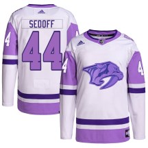 Youth Adidas Nashville Predators Christoffer Sedoff White/Purple Hockey Fights Cancer Primegreen Jersey - Authentic Youth Adidas Nashville Predators Christoffer Sedoff White/Purple Hockey Fights Cancer Primegreen Jersey - Authentic