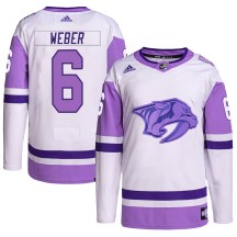 Youth Adidas Nashville Predators Shea Weber White/Purple Hockey Fights Cancer Primegreen Jersey - Authentic Youth Adidas Nashville Predators Shea Weber White/Purple Hockey Fights Cancer Primegreen Jersey - Authentic
