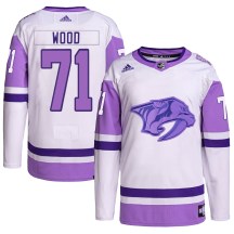 Youth Adidas Nashville Predators Matthew Wood White/Purple Hockey Fights Cancer Primegreen Jersey - Authentic Youth Adidas Nashville Predators Matthew Wood White/Purple Hockey Fights Cancer Primegreen Jersey - Authentic