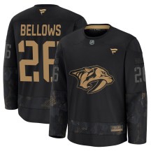 Men's Fanatics Nashville Predators Kieffer Bellows Black 2024 Military Appreciation Practice Jersey - Premium Men's Fanatics Nashville Predators Kieffer Bellows Black 2024 Military Appreciation Practice Jersey - Premium