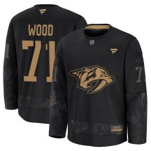 Men's Fanatics Nashville Predators Matthew Wood Black 2024 Military Appreciation Practice Jersey - Premium Men's Fanatics Nashville Predators Matthew Wood Black 2024 Military Appreciation Practice Jersey - Premium