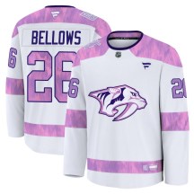Youth Fanatics Nashville Predators Kieffer Bellows White 2024 Hockey Fights Cancer Practice Jersey - Premium Youth Fanatics Nashville Predators Kieffer Bellows White 2024 Hockey Fights Cancer Practice Jersey - Premium