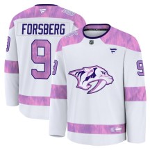 Youth Fanatics Nashville Predators Filip Forsberg White 2024 Hockey Fights Cancer Practice Jersey - Premium Youth Fanatics Nashville Predators Filip Forsberg White 2024 Hockey Fights Cancer Practice Jersey - Premium