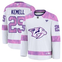 Youth Fanatics Nashville Predators Joakim Kemell White 2024 Hockey Fights Cancer Practice Jersey - Premium Youth Fanatics Nashville Predators Joakim Kemell White 2024 Hockey Fights Cancer Practice Jersey - Premium