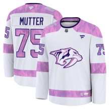 Youth Fanatics Nashville Predators Navrin Mutter White 2024 Hockey Fights Cancer Practice Jersey - Premium Youth Fanatics Nashville Predators Navrin Mutter White 2024 Hockey Fights Cancer Practice Jersey - Premium