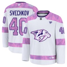 Youth Fanatics Nashville Predators Fedor Svechkov White 2024 Hockey Fights Cancer Practice Jersey - Premium Youth Fanatics Nashville Predators Fedor Svechkov White 2024 Hockey Fights Cancer Practice Jersey - Premium
