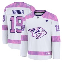 Youth Fanatics Nashville Predators Jakub Vrana White 2024 Hockey Fights Cancer Practice Jersey - Premium Youth Fanatics Nashville Predators Jakub Vrana White 2024 Hockey Fights Cancer Practice Jersey - Premium