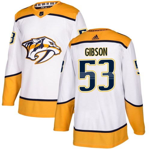 Men's Adidas Nashville Predators Andrew Gibson White Away Jersey - Authentic Men's Adidas Nashville Predators Andrew Gibson White Away Jersey - Authentic