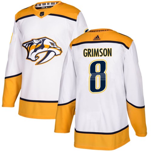 Men's Adidas Nashville Predators Stu Grimson White Away Jersey - Authentic Men's Adidas Nashville Predators Stu Grimson White Away Jersey - Authentic