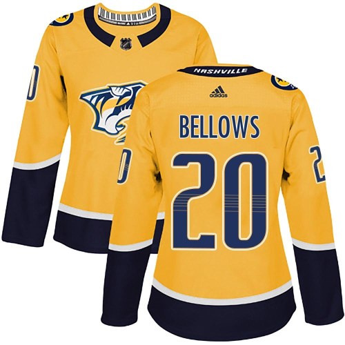 Women's Adidas Nashville Predators Kieffer Bellows Gold Home Jersey - Authentic Women's Adidas Nashville Predators Kieffer Bellows Gold Home Jersey - Authentic