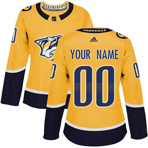 Women's Adidas Nashville Predators Custom Gold Custom Home Jersey - Authentic Women's Adidas Nashville Predators Custom Gold Custom Home Jersey - Authentic