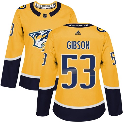 Women's Adidas Nashville Predators Andrew Gibson Gold Home Jersey - Authentic Women's Adidas Nashville Predators Andrew Gibson Gold Home Jersey - Authentic