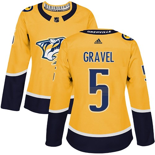 Women's Adidas Nashville Predators Kevin Gravel Gold Home Jersey - Authentic Women's Adidas Nashville Predators Kevin Gravel Gold Home Jersey - Authentic