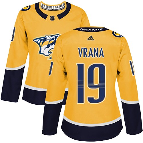Women's Adidas Nashville Predators Jakub Vrana Gold Home Jersey - Authentic Women's Adidas Nashville Predators Jakub Vrana Gold Home Jersey - Authentic