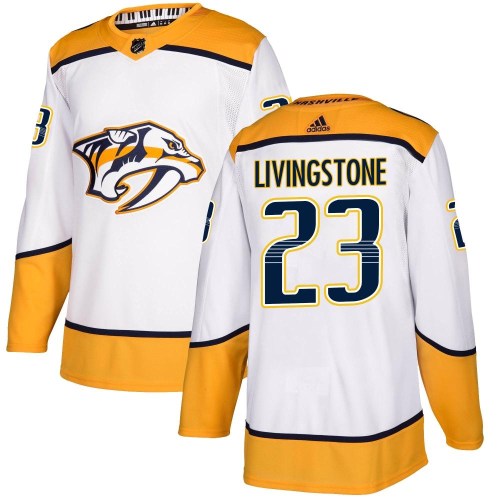 Youth Adidas Nashville Predators Jake Livingstone White Away Jersey - Authentic Youth Adidas Nashville Predators Jake Livingstone White Away Jersey - Authentic