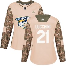 Women's Adidas Nashville Predators Jake Lucchini Camo Veterans Day Practice Jersey - Authentic