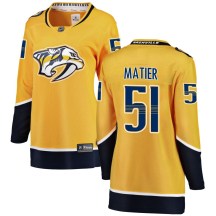 Women's Fanatics Branded Nashville Predators Jack Matier Yellow Home Jersey - Breakaway