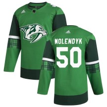 Men's Adidas Nashville Predators Tanner Molendyk Green 2020 St. Patrick's Day Jersey - Authentic