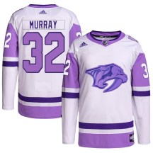 Men's Adidas Nashville Predators Matt Murray White/Purple Hockey Fights Cancer Primegreen Jersey - Authentic