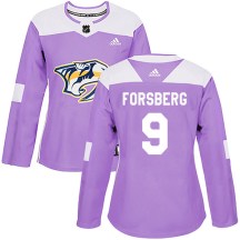 Women's Adidas Nashville Predators Filip Forsberg Purple Fights Cancer Practice Jersey - Authentic