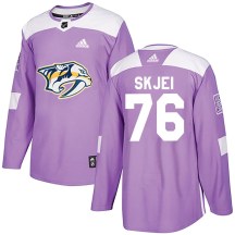 Men's Adidas Nashville Predators Brady Skjei Purple Fights Cancer Practice Jersey - Authentic