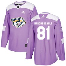 Youth Adidas Nashville Predators Jonathan Marchessault Purple Fights Cancer Practice Jersey - Authentic