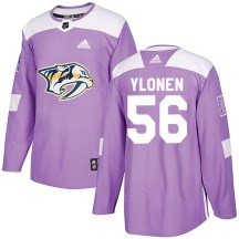 Youth Adidas Nashville Predators Jesse Ylonen Purple Fights Cancer Practice Jersey - Authentic