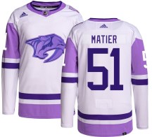 Youth Adidas Nashville Predators Jack Matier Hockey Fights Cancer Jersey - Authentic