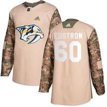 Men's Adidas Nashville Predators David Edstrom Camo Veterans Day Practice Jersey - Authentic