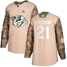 Men's Adidas Nashville Predators Jake Lucchini Camo Veterans Day Practice Jersey - Authentic