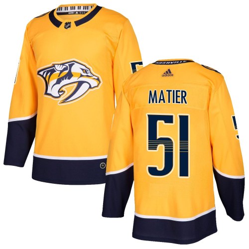 Men's Adidas Nashville Predators Jack Matier Gold Home Jersey - Authentic