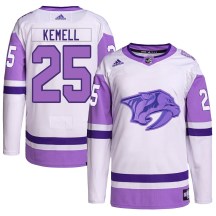 Youth Adidas Nashville Predators Joakim Kemell White/Purple Hockey Fights Cancer Primegreen Jersey - Authentic