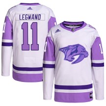 Youth Adidas Nashville Predators David Legwand White/Purple Hockey Fights Cancer Primegreen Jersey - Authentic