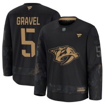 Men's Fanatics Nashville Predators Kevin Gravel Black 2024 Military Appreciation Practice Jersey - Premium