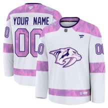 Youth Fanatics Nashville Predators Custom White Custom 2024 Hockey Fights Cancer Practice Jersey - Premium