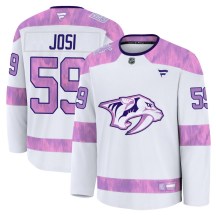 Youth Fanatics Nashville Predators Roman Josi White 2024 Hockey Fights Cancer Practice Jersey - Premium