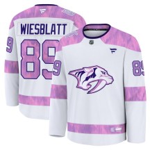 Youth Fanatics Nashville Predators Ozzy Wiesblatt White 2024 Hockey Fights Cancer Practice Jersey - Premium
